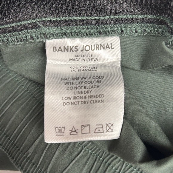 NWOT Men's Banks Journal Twill Elastic Waist Shorts Olive Green 38"x6" - Picture 7 of 7